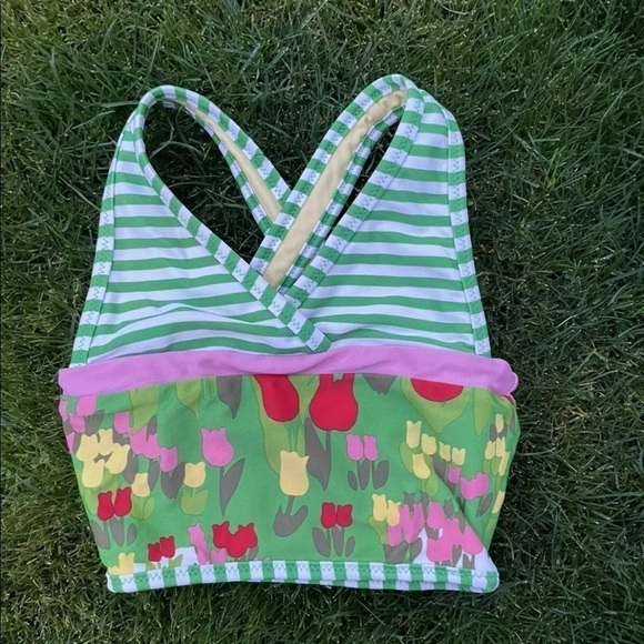 HANNA ANDERSSON Green Floral SWIM TANKINI TOP Size 100, US SIZE 4 - Picture 1 of 3